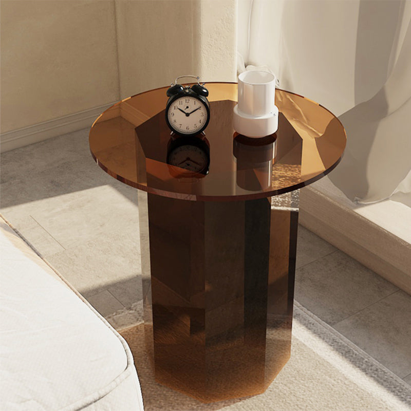 Contemporary Accent Side Table Pedestal Acrylic Round Living Room End Table