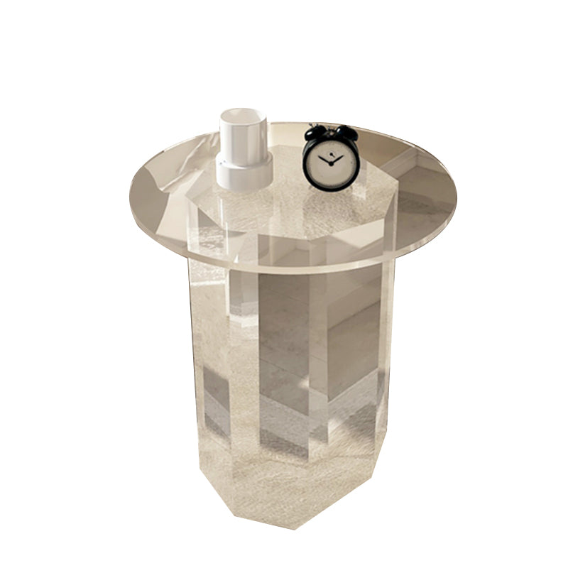 Contemporary Accent Side Table Pedestal Acrylic Round Living Room End Table