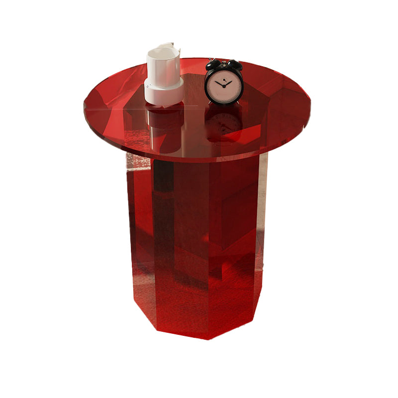 Contemporary Accent Side Table Pedestal Acrylic Round Living Room End Table