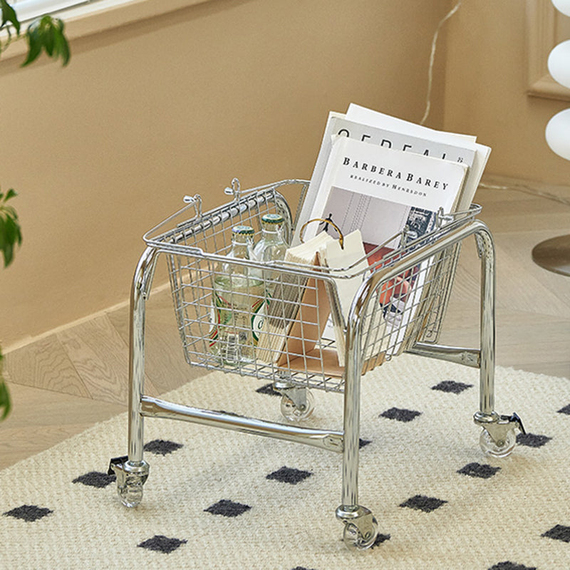 Moveable Side End Table in Metal  with Wheels 4 Legs Base Side Table