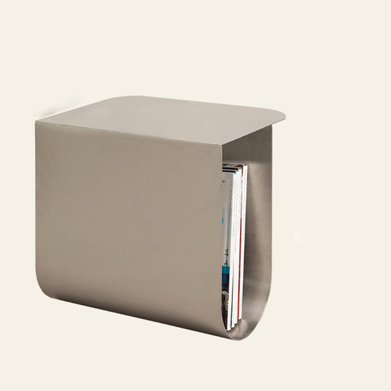 Contemporary Sofa Side Accent Table Metal with Storage Living Room Abstract