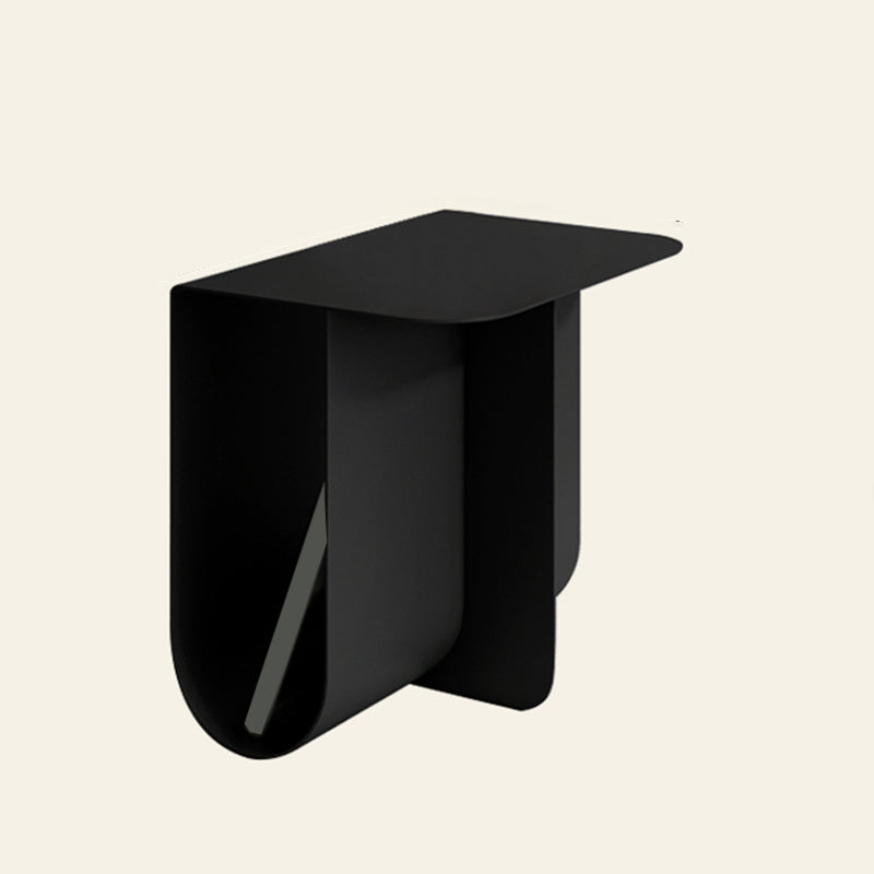 Contemporary Sofa Side Accent Table Metal with Storage Living Room Abstract