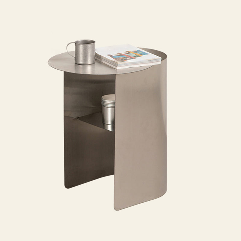 Contemporary Sofa Side Accent Table Metal with Storage Living Room Abstract