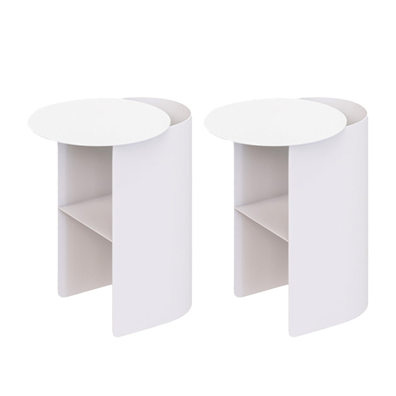 Contemporary Sofa Side Accent Table Metal with Storage Living Room Abstract