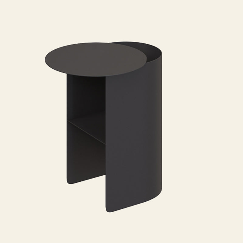 Contemporary Sofa Side Accent Table Metal with Storage Living Room Abstract