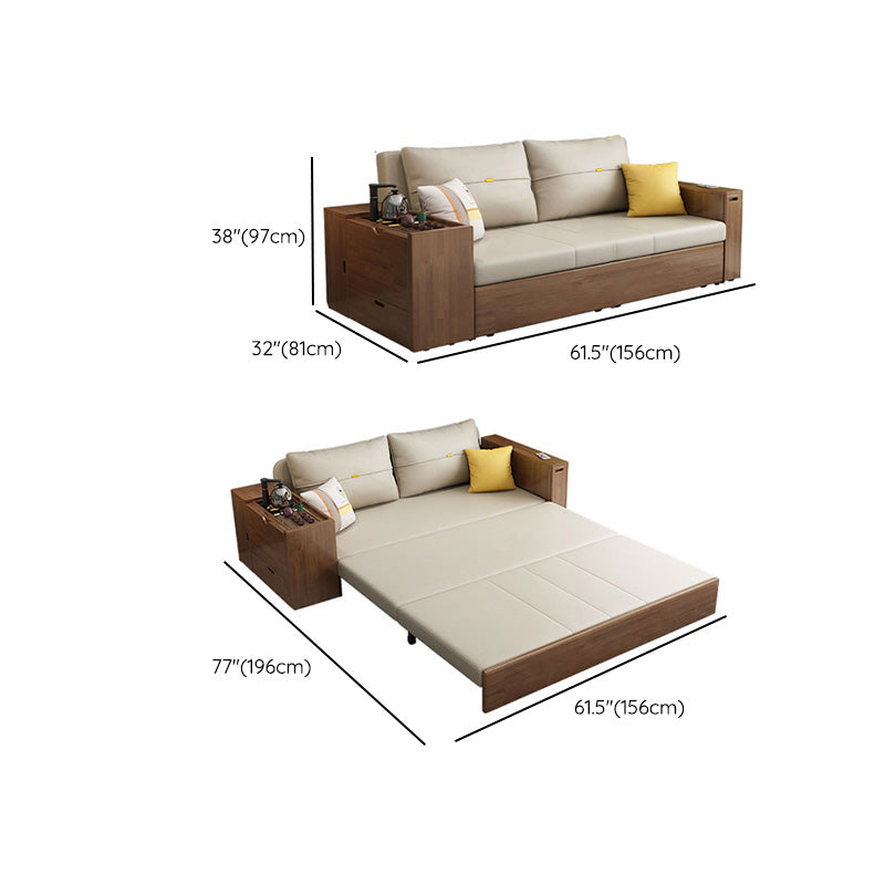 Scandinavian Futon Sleeper Sofa Bed with Square Arms and Pillow Back