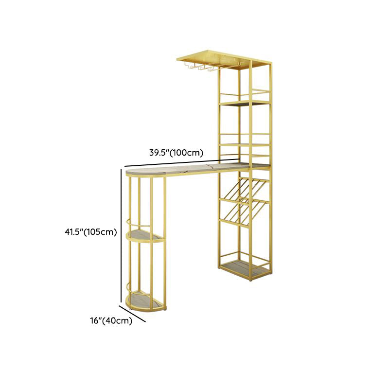 1/3 Pieces Glam Gold Granite Top Metal Frame Indoor Bar Table Set