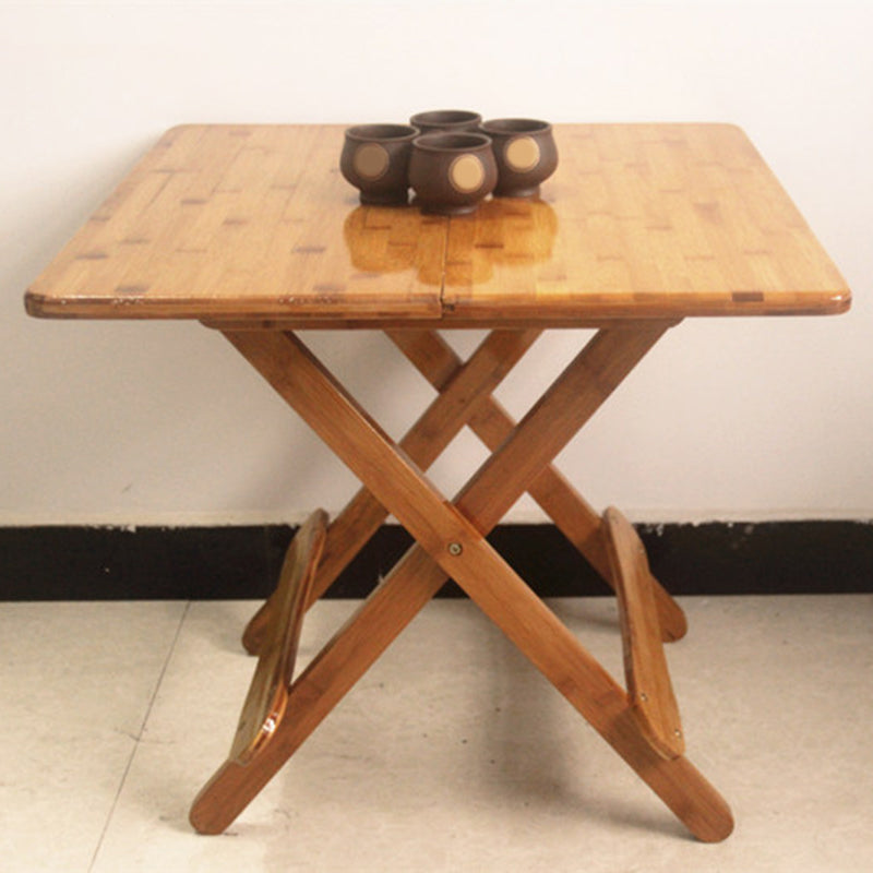 Modern Folding Dining Table Wood Tabletop for Living Room in Brown