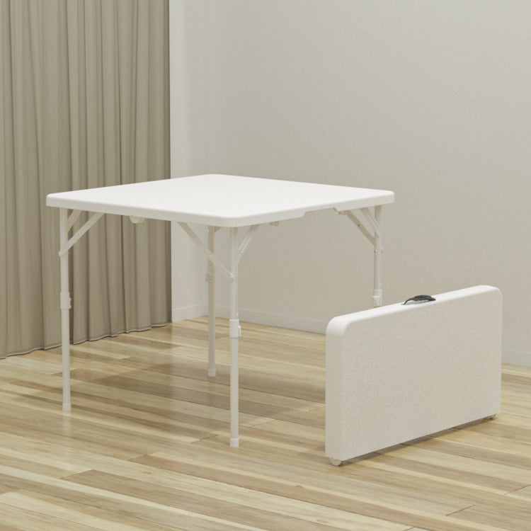 Modern Dining Table Square Plastic Top with 4 Metal Legs for Living Room