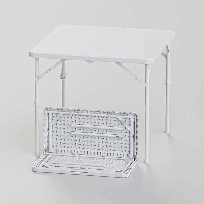 Modern Dining Table Square Plastic Top with 4 Metal Legs for Living Room