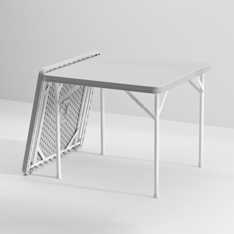 Modern Dining Table Square Plastic Top with 4 Metal Legs for Living Room
