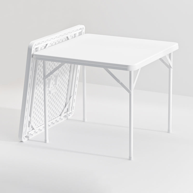 Modern Dining Table Square Plastic Top with 4 Metal Legs for Living Room