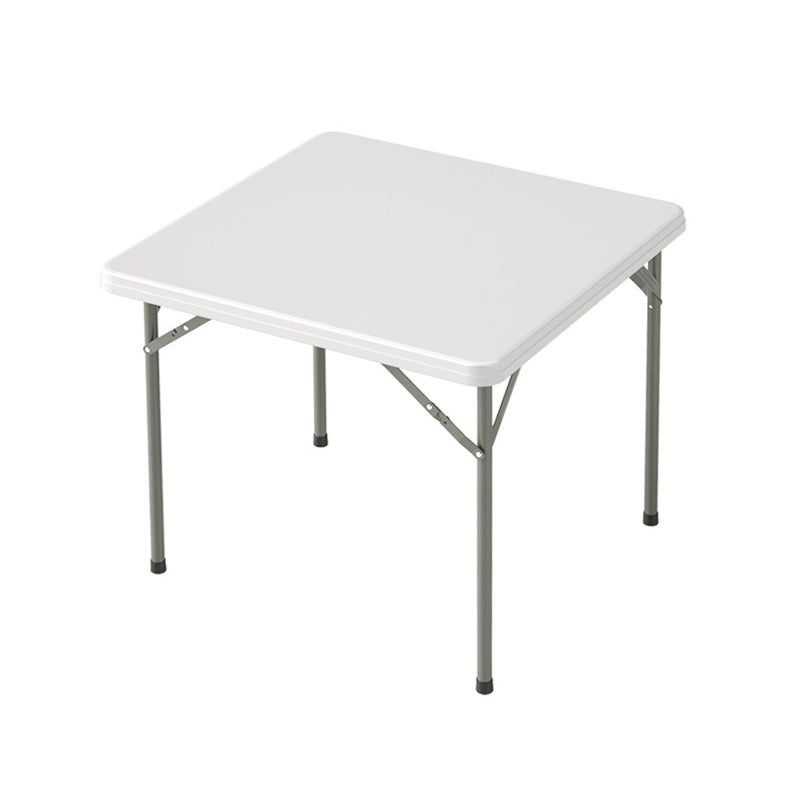 Modern Dining Table Square Plastic Top with 4 Metal Legs for Living Room