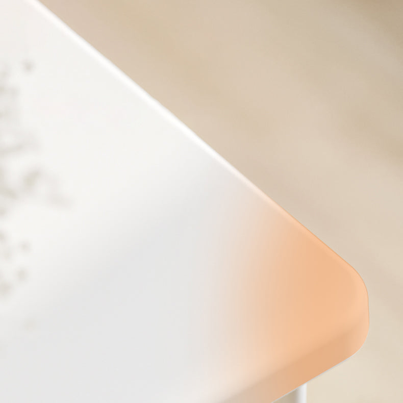 Modern Dining Table Square Plastic Top with 4 Metal Legs for Living Room