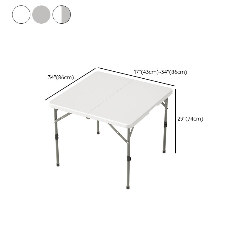 Modern Dining Table Square Plastic Top with 4 Metal Legs for Living Room
