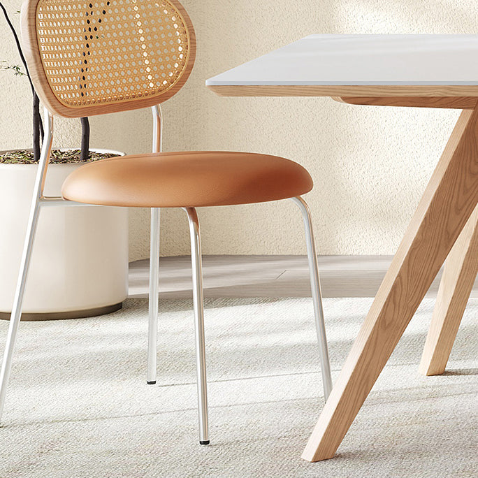 Modern Solid Wood Dining Table White Rectangular Top with Solid Wood Legs