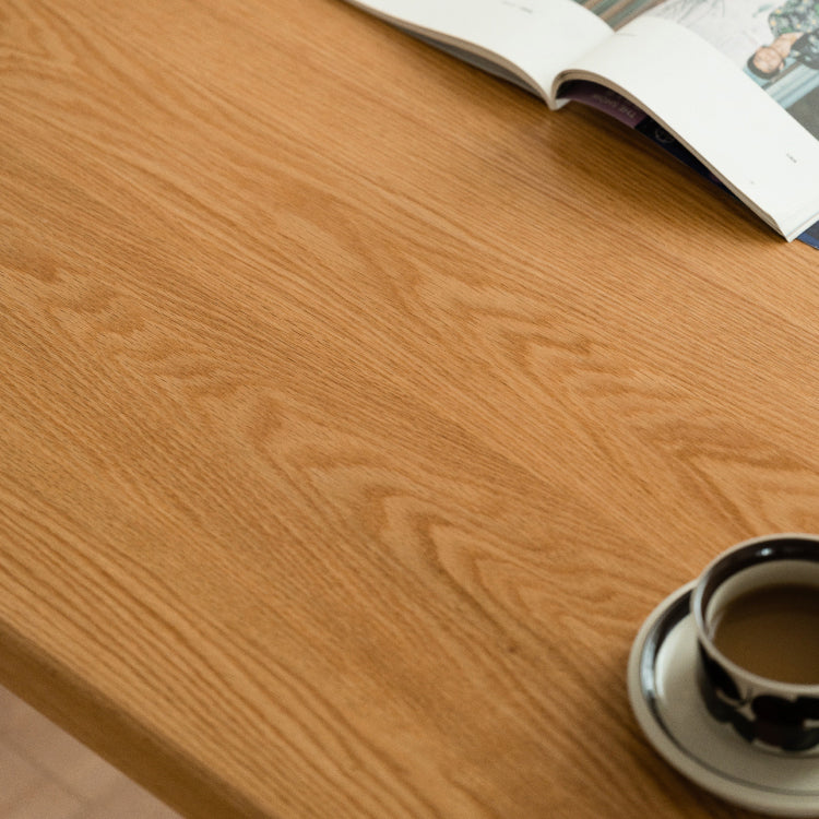 Modern Solid Wood Dining Table Natural Oak Rectangular Top with Double Pedestal