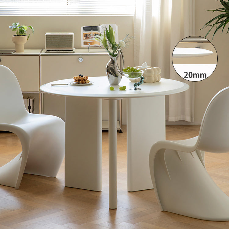 Modern Wooden Dining Room Table for 2 Person White Round Top