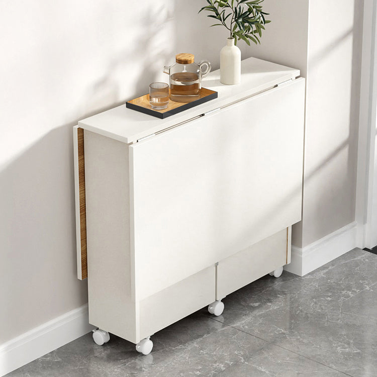 Modern Folding Dining Table Rectangle Wooden Tabletop with Storage