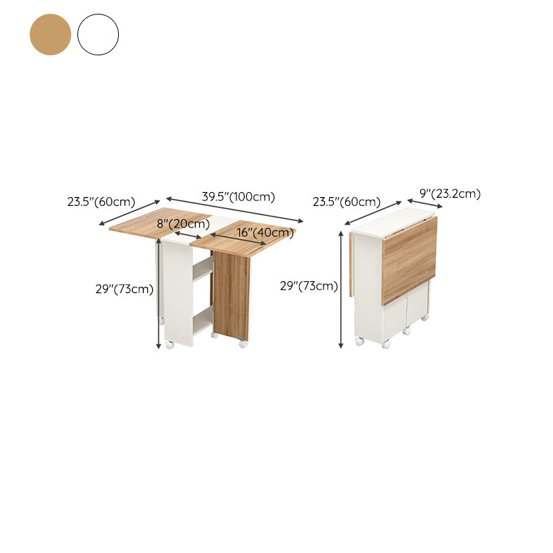 Modern Folding Dining Table Rectangle Wooden Tabletop with Storage
