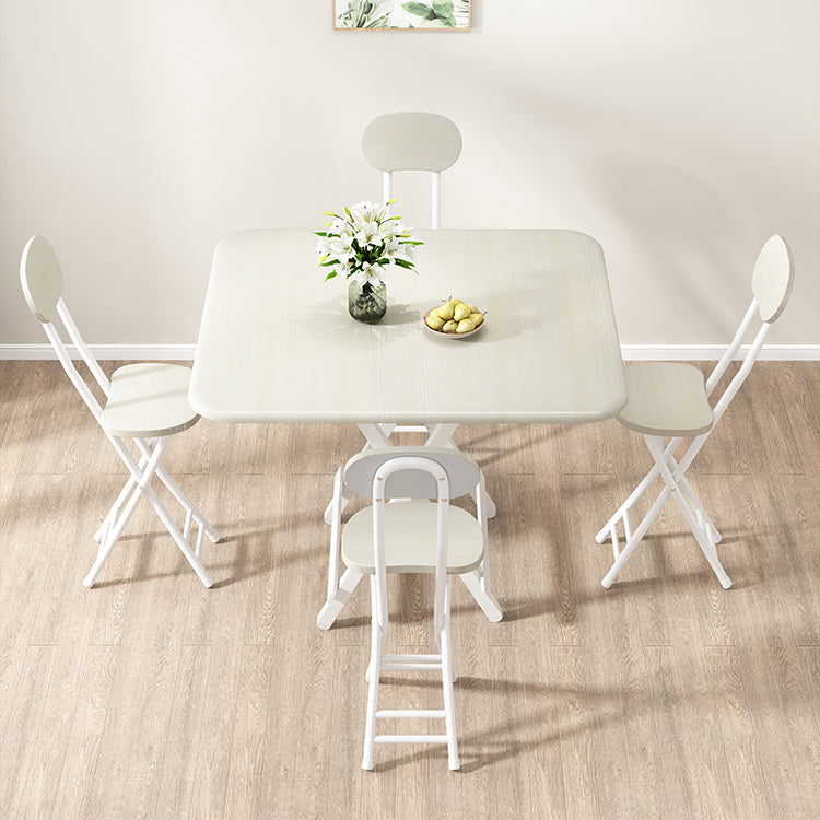 Modern Folding Wood Top Dining Table with Metal Leg for Living Room