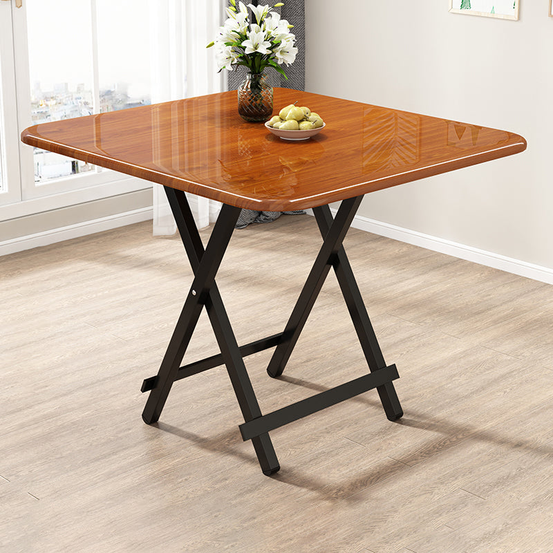 Modern Folding Wood Top Dining Table with Metal Leg for Living Room