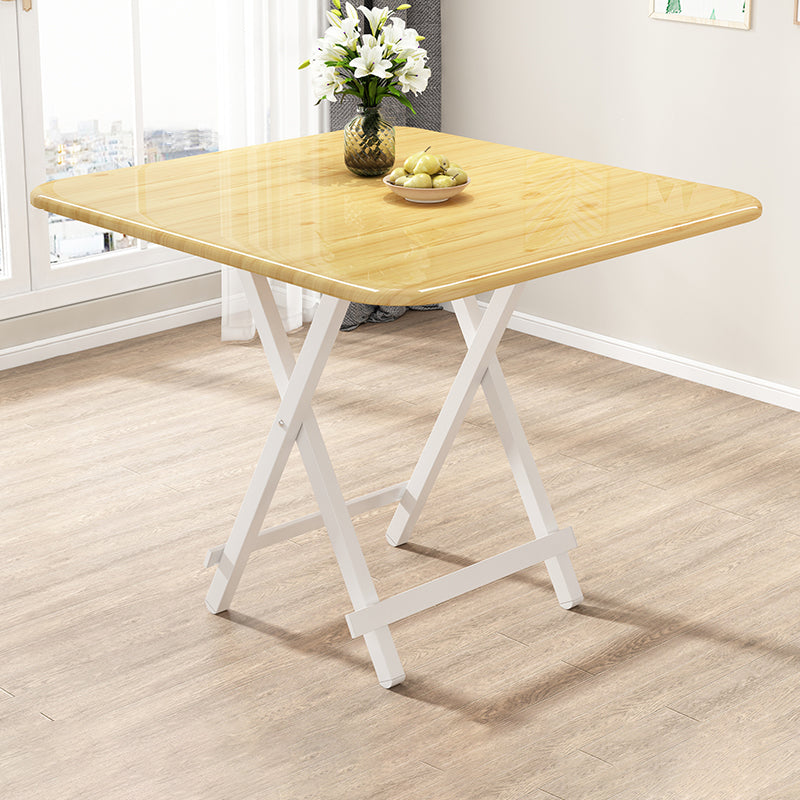 Modern Folding Wood Top Dining Table with Metal Leg for Living Room