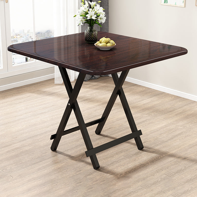 Modern Folding Wood Top Dining Table with Metal Leg for Living Room