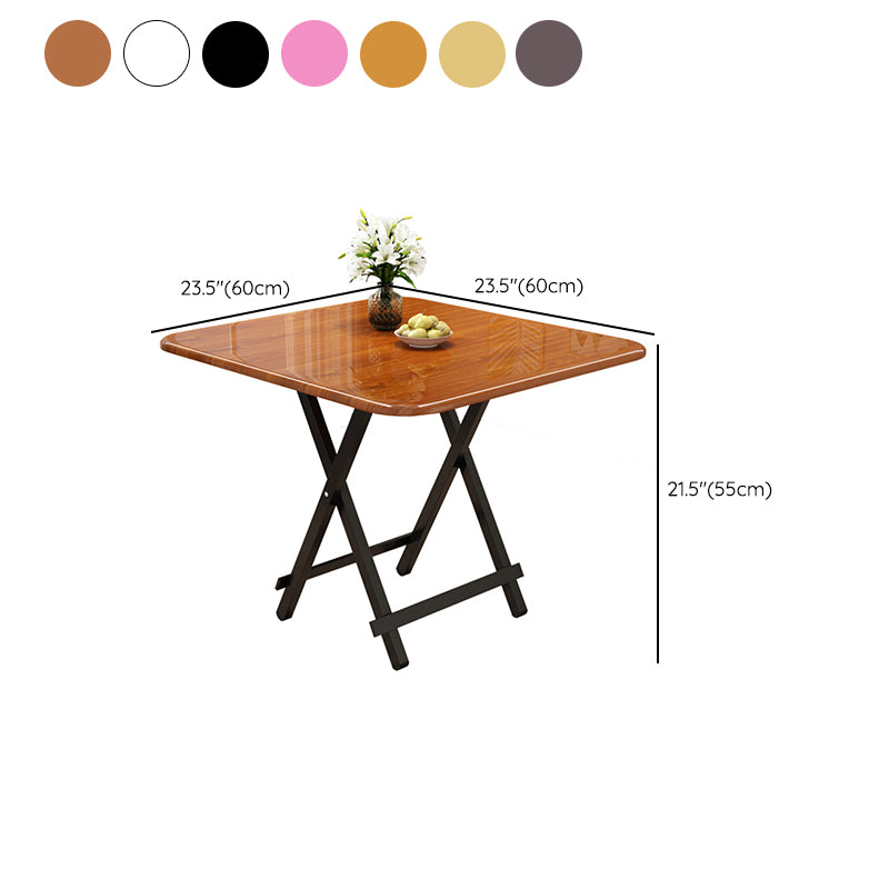 Modern Folding Wood Top Dining Table with Metal Leg for Living Room