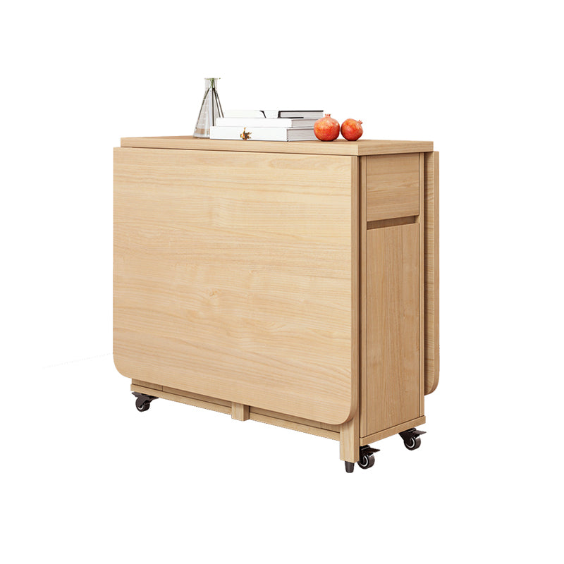 Modern Dining Table Foldable Rectangle Tabletop with Wood Base