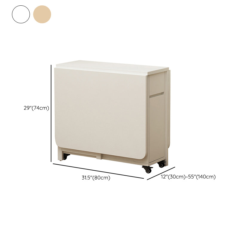 Modern Dining Table Foldable Rectangle Tabletop with Wood Base