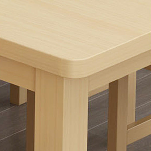 Contemporary Solid Wood Rectangular Dining Table with 4 Legs