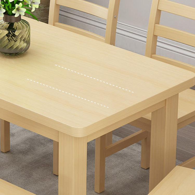 Contemporary Solid Wood Rectangular Dining Table with 4 Legs