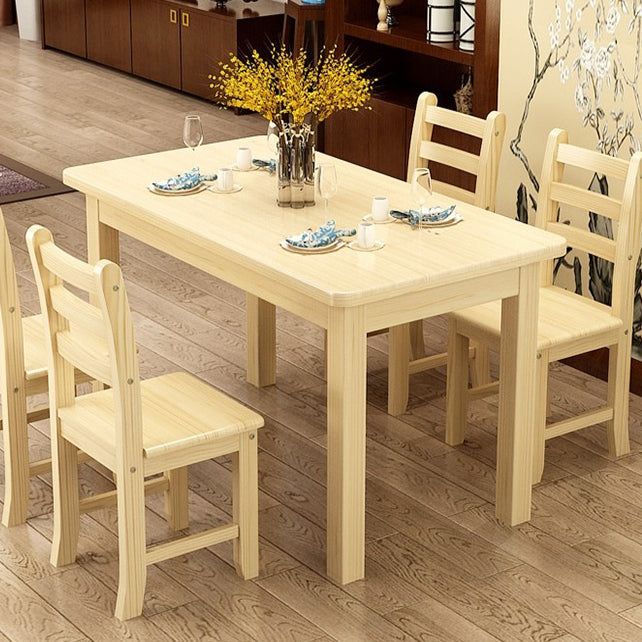 Contemporary Solid Wood Rectangular Dining Table with 4 Legs