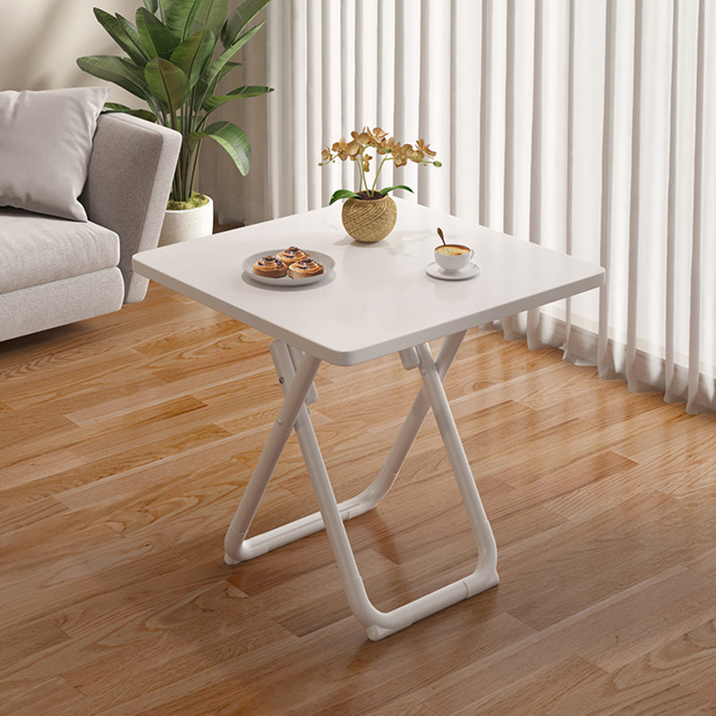 Modern Folding Dining Table Wooden Tabletop with Metal Base for Home