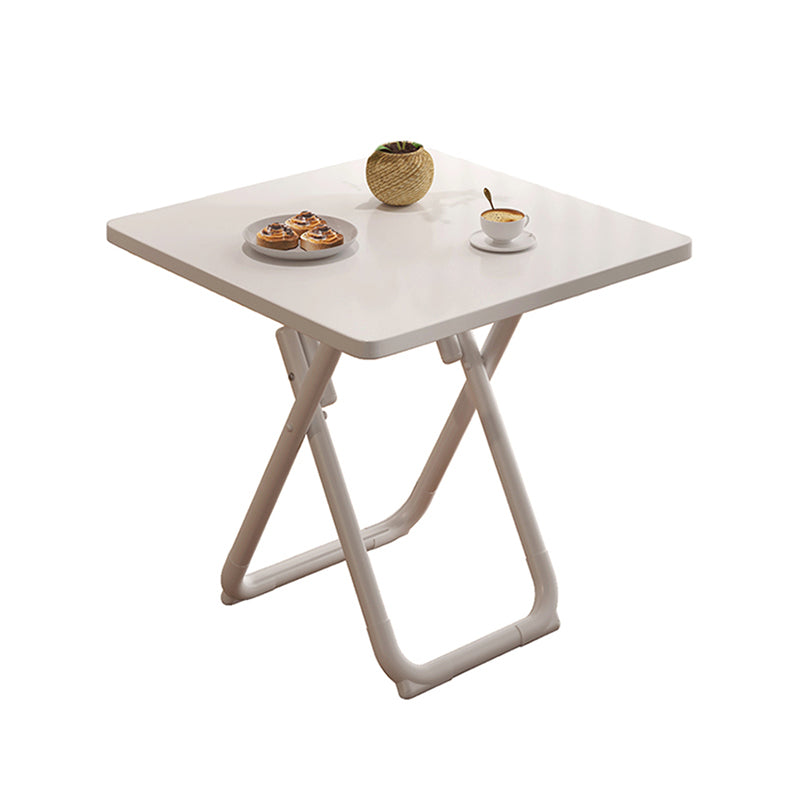 Modern Folding Dining Table Wooden Tabletop with Metal Base for Home
