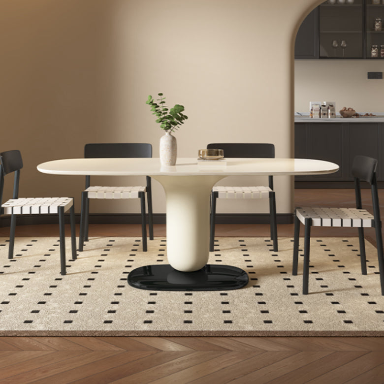 1/4/5 Pieces White Oval Wooden Pedestal Dining Furniture Set for Home