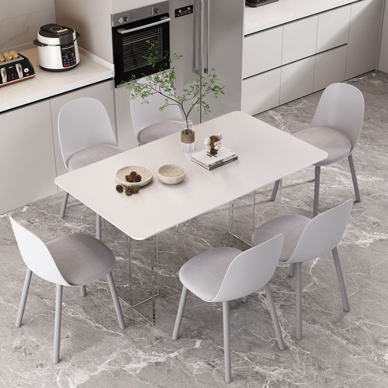 1/2/5/7 Pieces Modern Sintered Stone Top Dining Acrylic Base Set for Home