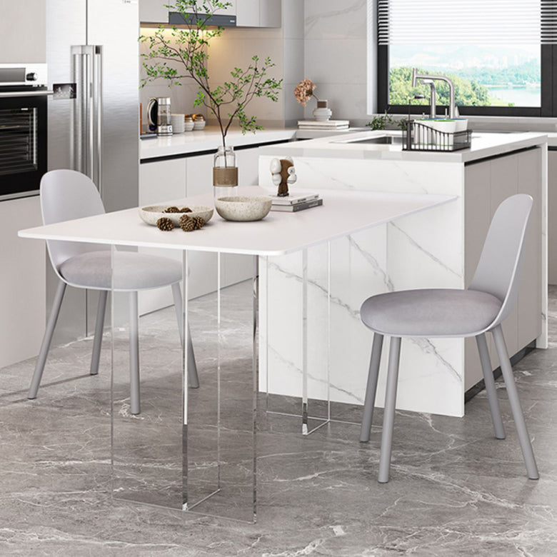 1/2/5/7 Pieces Modern Sintered Stone Top Dining Acrylic Base Set for Home