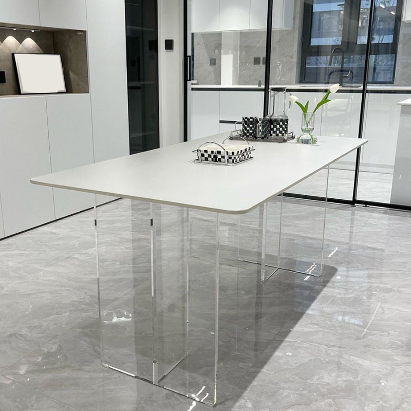 1/2/5/7 Pieces Modern Sintered Stone Top Dining Acrylic Base Set for Home