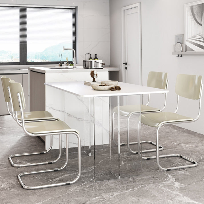 1/2/5/7 Pieces Modern Sintered Stone Top Dining Acrylic Base Set for Home