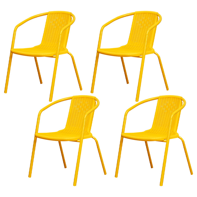 Modern Indoor-Outdoor Dining Arm Chair Steel Frame Stacking Arm Chair