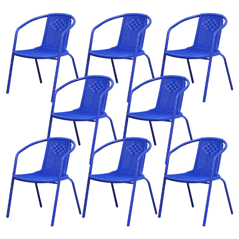 Modern Indoor-Outdoor Dining Arm Chair Steel Frame Stacking Arm Chair