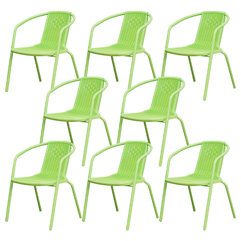 Modern Indoor-Outdoor Dining Arm Chair Steel Frame Stacking Arm Chair