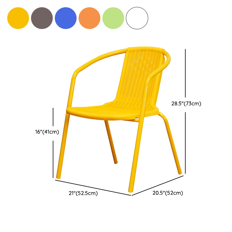 Modern Indoor-Outdoor Dining Arm Chair Steel Frame Stacking Arm Chair