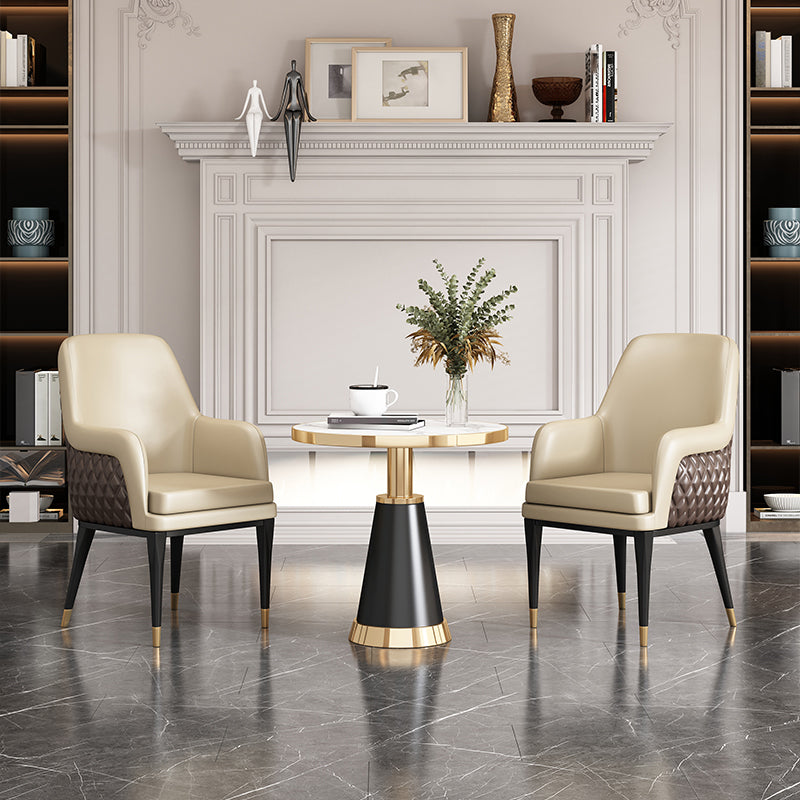 Luxury Style Metal Chair Solid Back Dining Kitchen Arm Chair for Dining Room