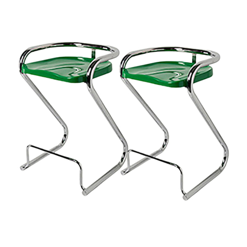 Modern Contoured Seat Low Back Armless Bar Stools with Metal Base