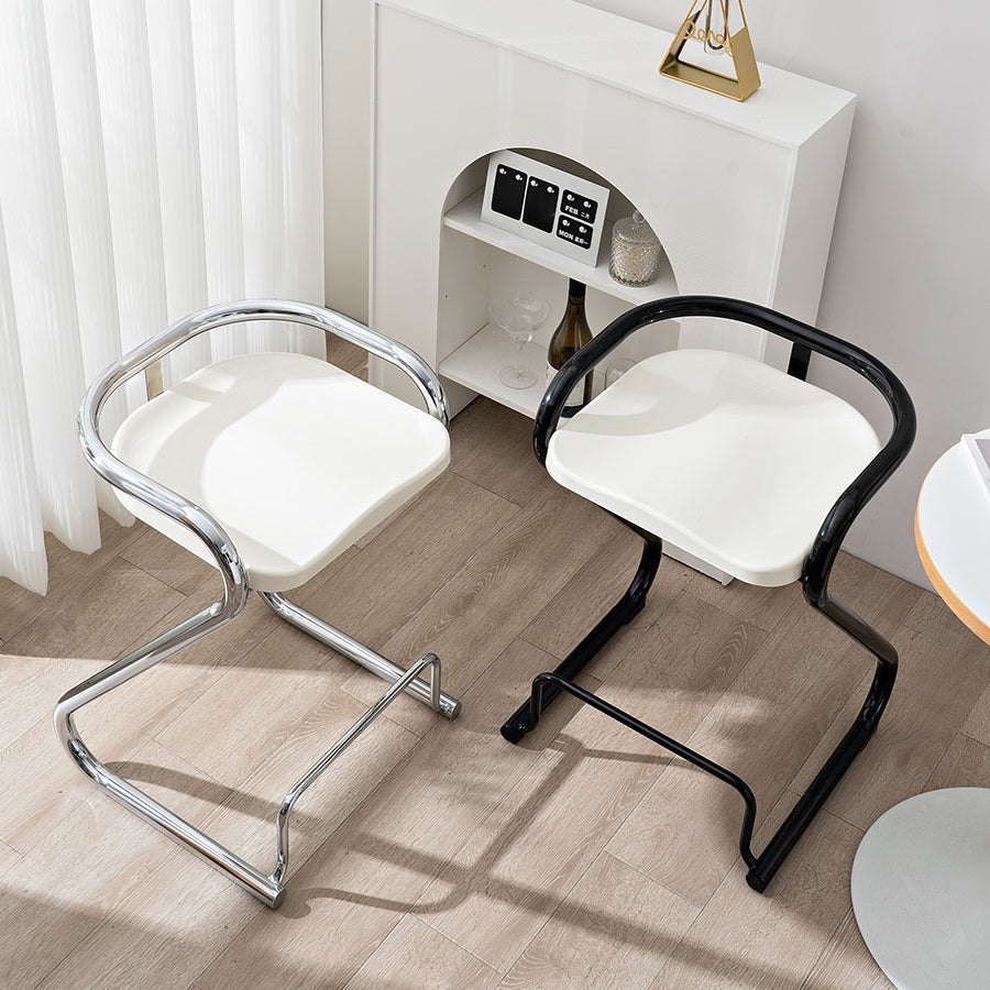 Modern Contoured Seat Low Back Armless Bar Stools with Metal Base