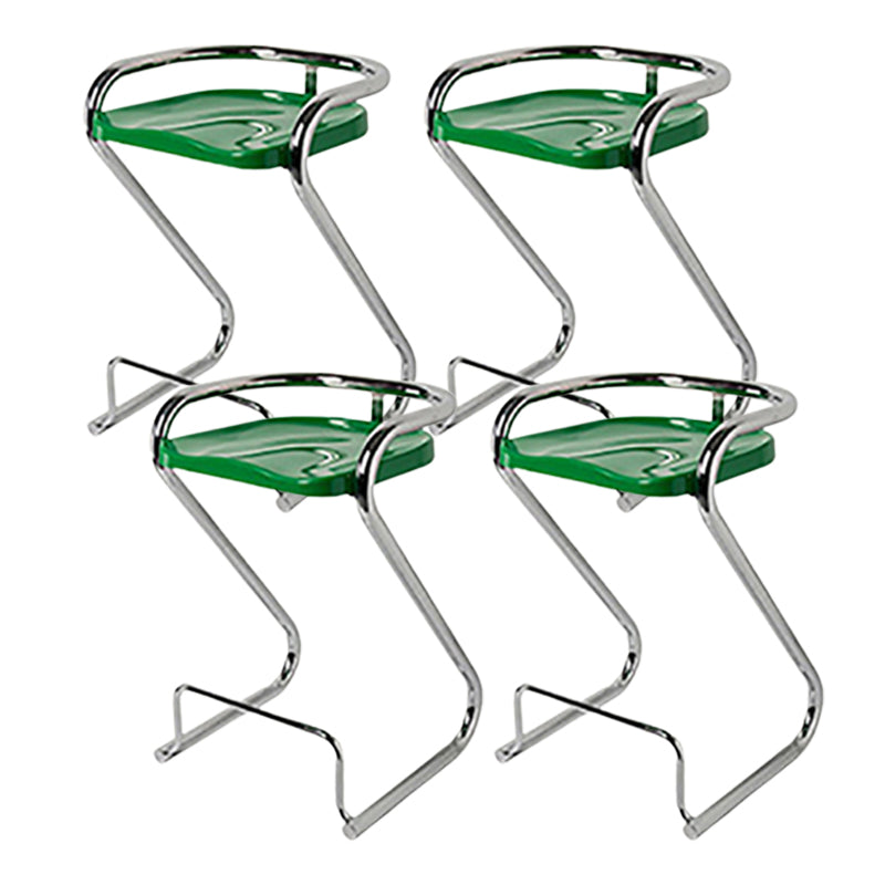 Modern Contoured Seat Low Back Armless Bar Stools with Metal Base