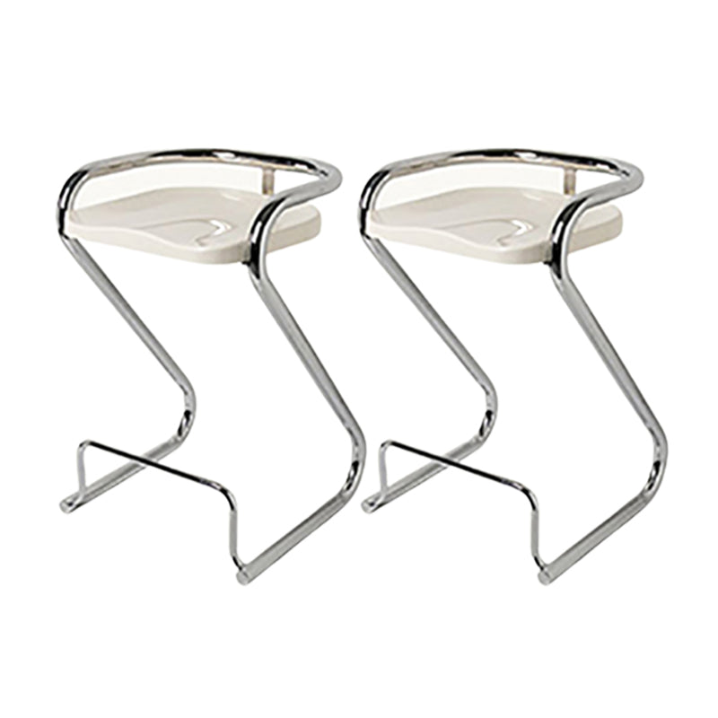 Modern Contoured Seat Low Back Armless Bar Stools with Metal Base
